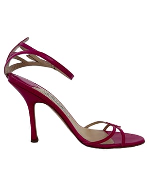Jimmy Choo Ankle Strap Sandal Heels in Pink Leather