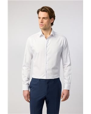 Long Sleeve Forward Point Collar Slim Fit Formal Shirt in White
