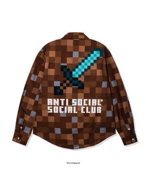ASSC x Minecraft Pixel Plaid Embroidered Flannel in Brown