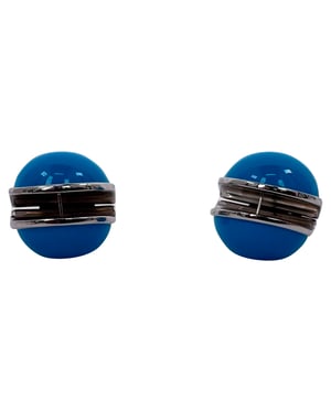 Alaïa Sphere Enamel Earrings in Light Blue Brass