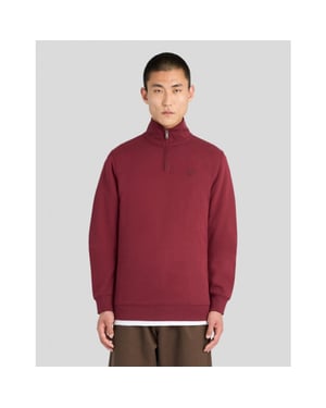 Lyle and Scott Ml2258tont superfine quarter zip burgundy sweater