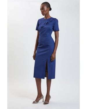 Tailored Fold Detail Midi Pencil Dress