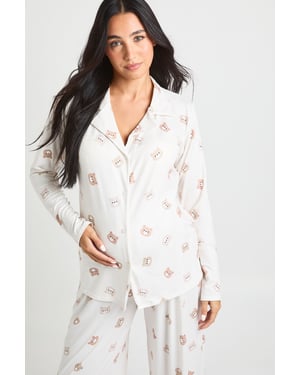 Maternity Bear Print Shirt & Trouser Pyjama Set
