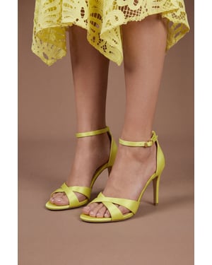 Cadenza Satin Cross Strap High Stiletto Heel Sandals