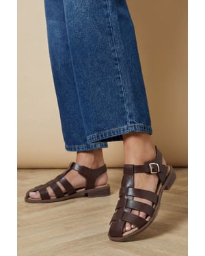Cassiopeia Faux Leather Closed Toe Fisherman Flat Shoes