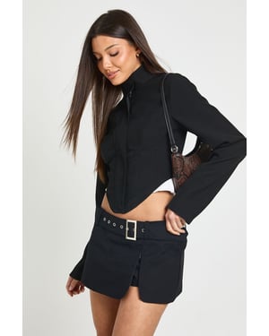 Buckle Front Twill Skort
