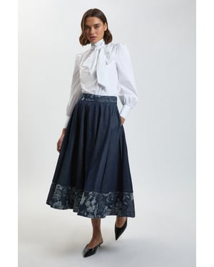 Jacquard Denim Full Skirt