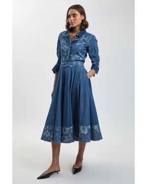 Jacquard Denim Full Skirt