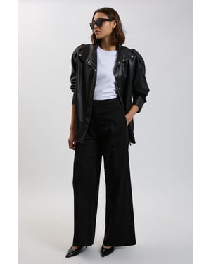 Denim Seam Detail Wide Leg Jean