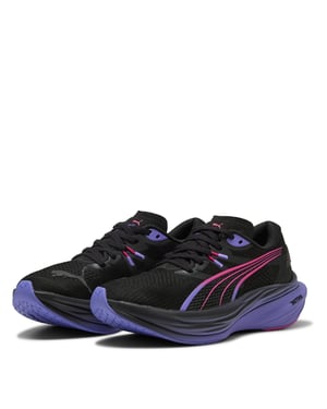 Women's Puma Deviate Nitro 3 Digitokyo Running Shoes in Black-Flurop