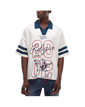 True Religion Mens Polo Shirts Oversized Contrast Collar Short Sleeve Sports Top