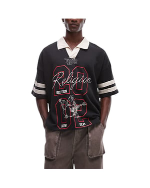 True Religion Mens Polo Shirts Oversized Contrast Collar Short Sleeve Sports Top