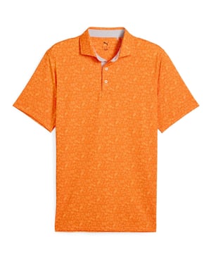 Men's Puma Mattr Peach Stand Polo Shirt in Rickie Orange