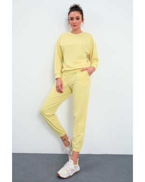 Oversized Crew Neck Sweatshirt en Broek Set