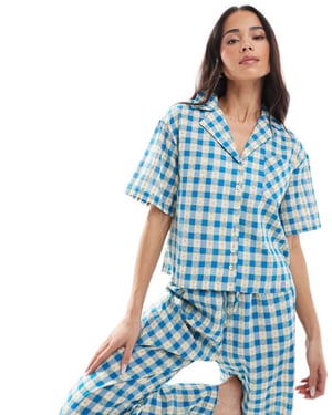 Daisy Street floral check pyjama shirt