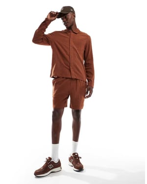 Another Influence gauze relaxed fit short co-ord in terracotta