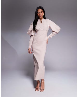 Daska structured balloon sleeve maxi dress in sand