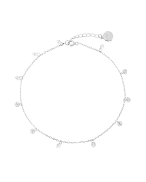 Silver CZ charm anklet