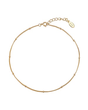 Gold plated Sterling Silver Beaded Anklet