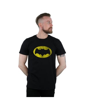 DC Comics Mens Batman TV Series Distressed Logo T-Shirt (Black)