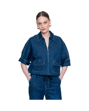 Geisha Top dark blue wash