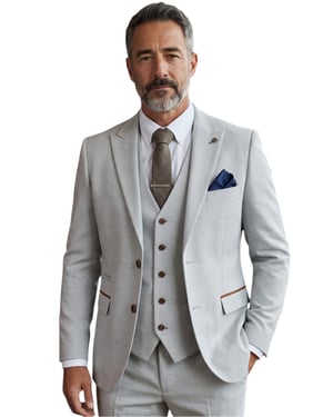 Men's Grey Check 3 Piece Formal Suit - MARK