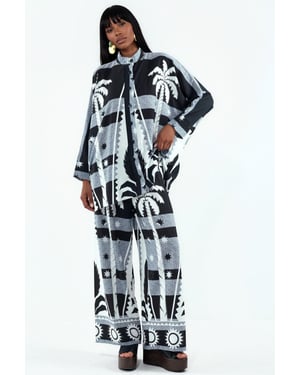 Geometrisch Breisel Shirt En Wijde Pantalon Set