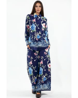 Bloemig Shirt En Wijde Broek Set