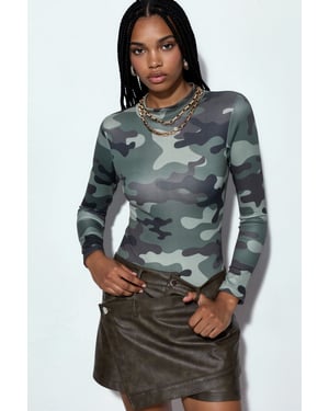 Camouflage Gebreid Kort Jumpsuit
