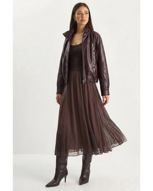 Hoog-Waisted A-Lijn Chiffon Maxi Rok