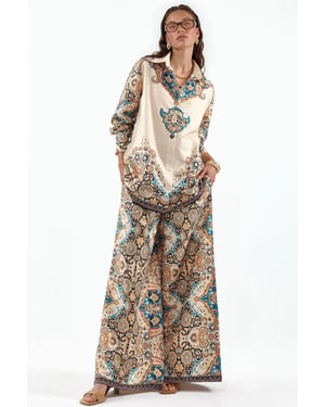 Paisley Shirt en Wijde Pantalon Set