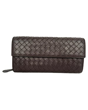 Bottega Veneta Intrecciato Continental Wallet in Brown Leather
