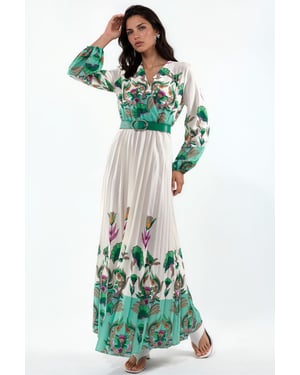 Bloemen Midi-jurk met Ceintuur