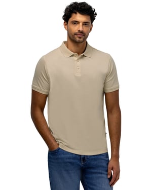 Poloshirt State of Art beige structuur