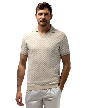 Korte mouw poloshirt State of Art beige katoen