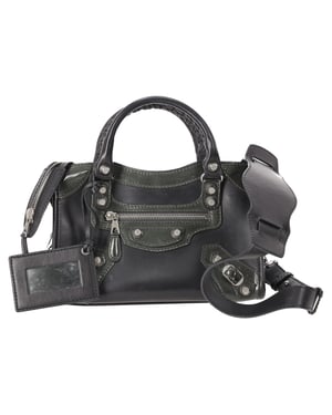 Balenciaga Holiday Mini City Giant Studs Bag in Black Calfskin Leather