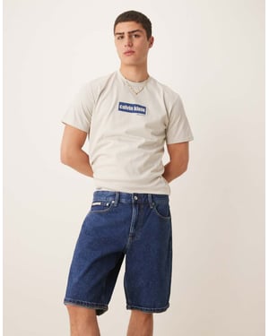 Calvin Klein Jeans vanliga denimshorts i mörk tvätt