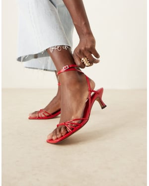 ASOS DESIGN Hängmatta strappy kitten heel sandaler i röd