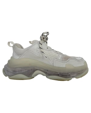 Balenciaga Triple S Clear Sole Sneakers in White Polyester