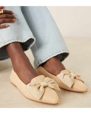 ASOS DESIGN Bred Passform Lake Bows spetsskor i naturlig raffia