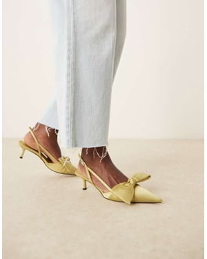 ASOS DESIGN Sunshine kitten heel slingback skor i grön