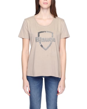 T-shirt met Pailletten Detail en Ronde Hals