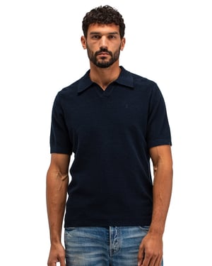 Poloshirt Butcher of Blue donkerblauw v-hals