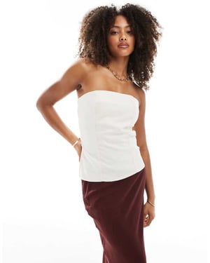 Pimkie linen blend bandeau side split top in cream