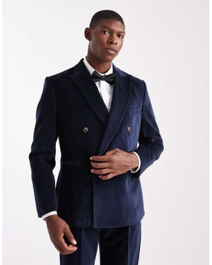 ASOS DESIGN slim suit jacket in navy lightweight velvet - NAVY