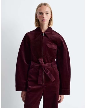 & Other Stories belted corduroy jumpsuit in burgundy