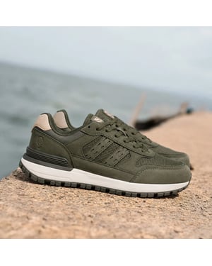 Q1905 Sneaker bussel legergroen/ wit