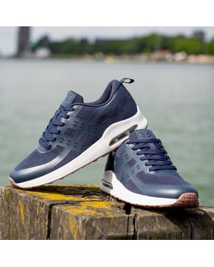 Q1905 Sneaker enkhuizen donkerblauw/ wit