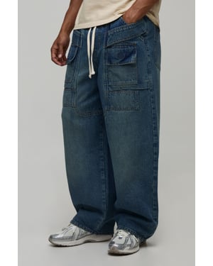 Extended Drawcord Cargo Pocket Baggy Jeans