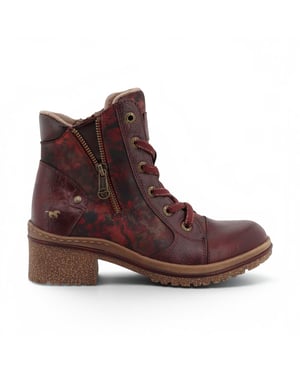 Mustang dames bordeauxrode bloemen veteraars winters enkellaarzen - M0092001